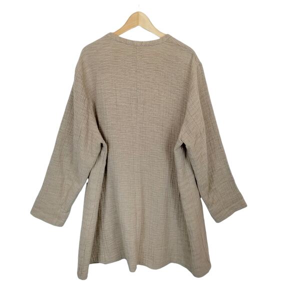 Eileen Fisher Woman 100% Cotton Snap Front Jacket Tan Neutral Plus Size 3X - Picture 2 of 9